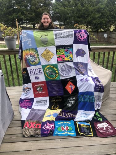 T-shirt quilt with sorority, team spirit themes by Carrie from TN