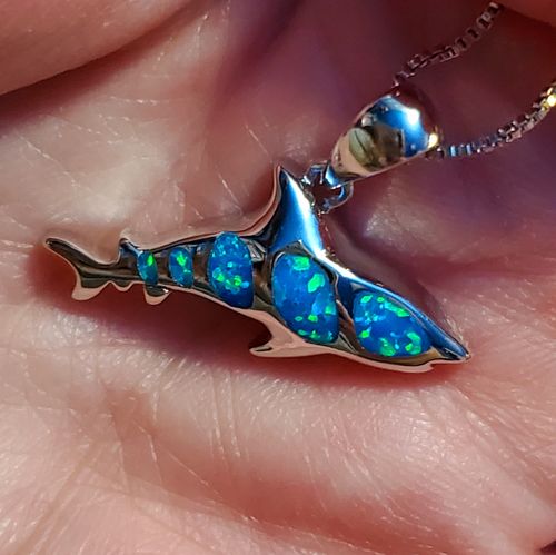 Customer photo review of Shark Opal Necklace