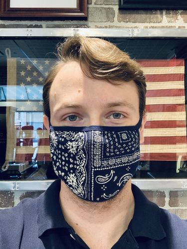 Customer photo review of Multi-Bandana Navy Cotton Face Mask