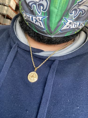 Customer photo review of Compass Pendant (Gold)