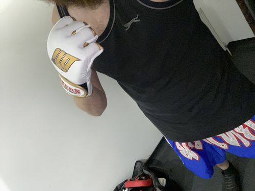 Customer photo review of Fighters Only Black Leather MMA Gloves - MMA Grappling Gloves