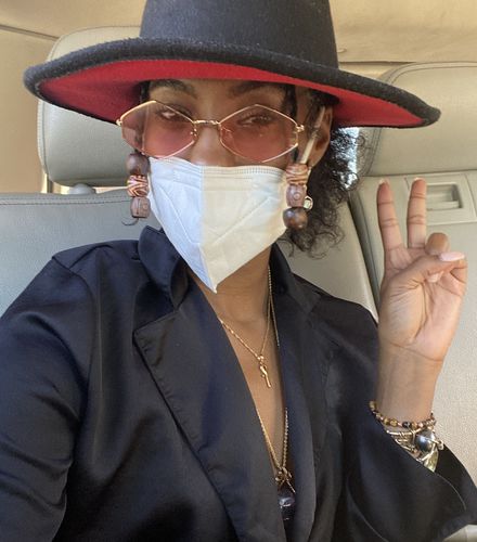 Customer photo review of Little Ankh Gold Necklace