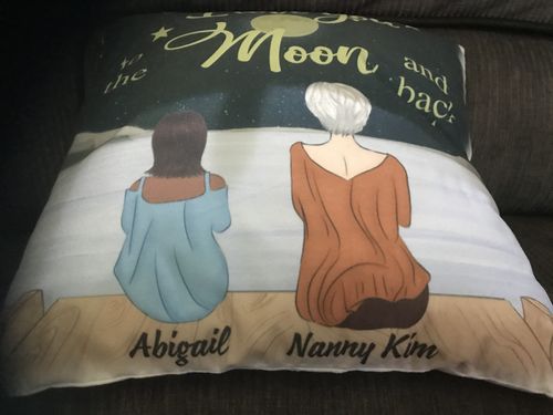 Customer photo review of Personalized Pillow - I Love You To The Moon and Back (Girl)