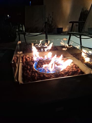Customer photo review of Outdoor  Fire Pit Slate Gray Square Faux