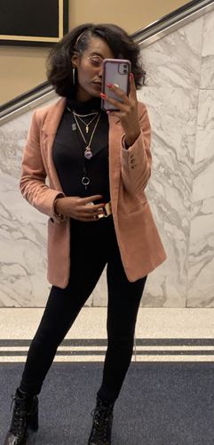 Customer photo review of Raw Amethyst/Rose Quartz Necklace