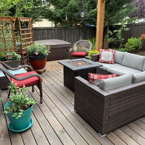 Customer photo review of 4-Piece Outdoor Furniture Warm Gray/Blue Wicker Sofa