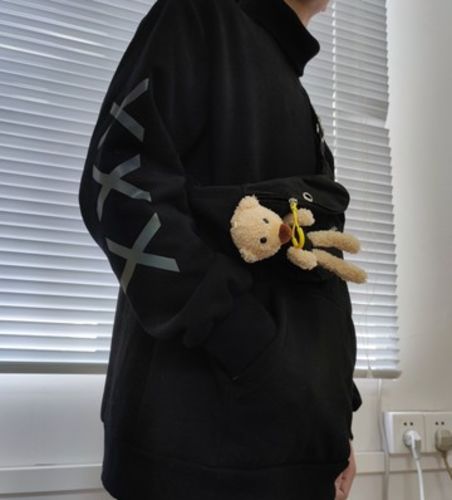 Customer photo review of FANNY PACK BEAR SWEATER