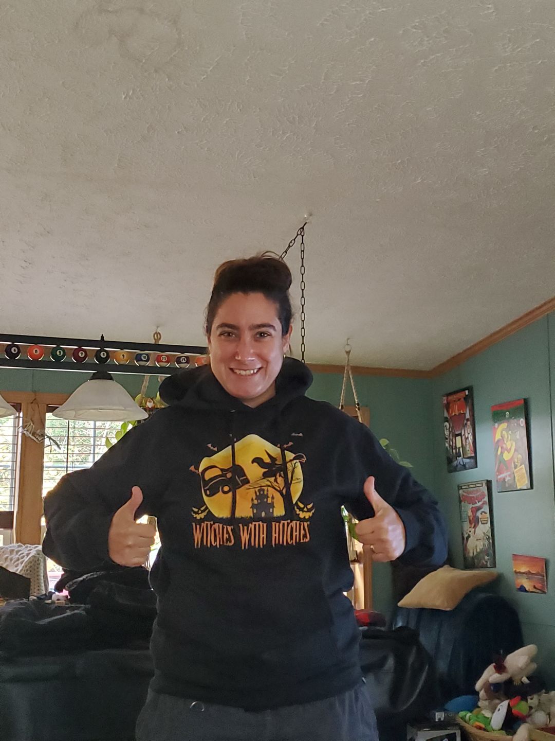 Customer photo review of Funny "Witches With Hitches" Camping Halloween Shirts and Hoodies