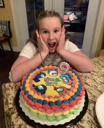 Customer photo review of Among Us Cake Topper