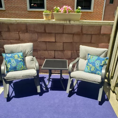 Customer photo review of 3-Piece Outdoor Dark Gray Rocking Chairs