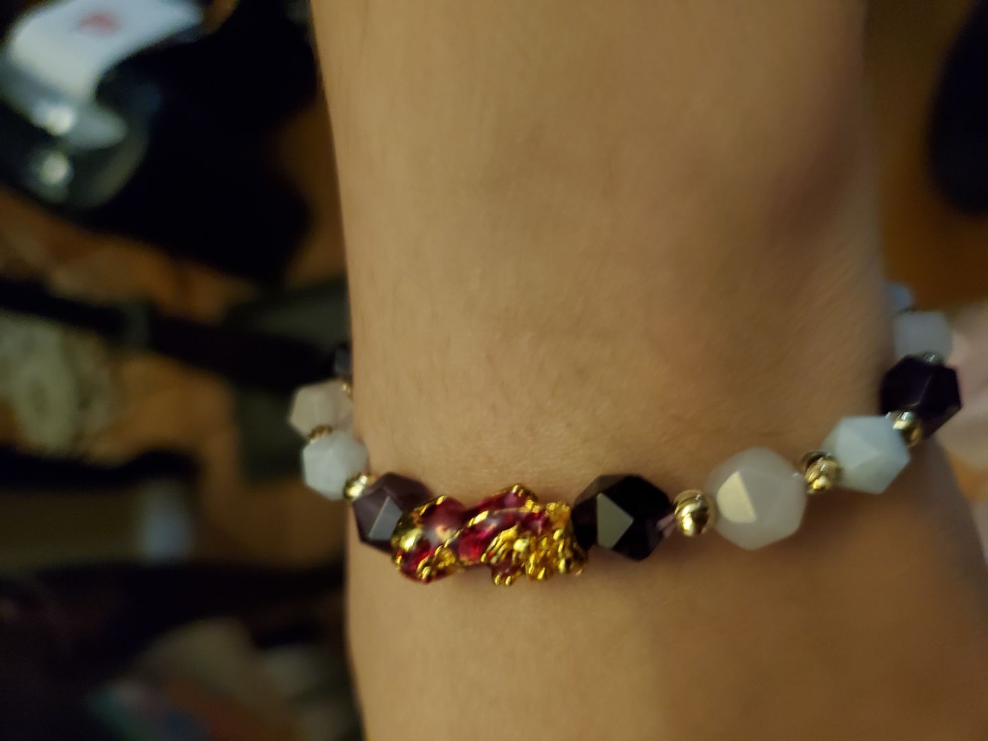 Customer photo review of Wealth Pixiu Charm in Natural Amethyst Bracelet