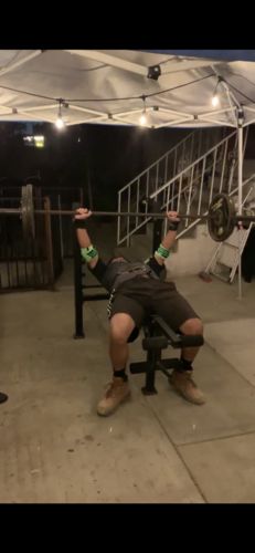 Customer photo review of Personal Record Heavy Duty Premium Elbow Wraps PR903 - Neon