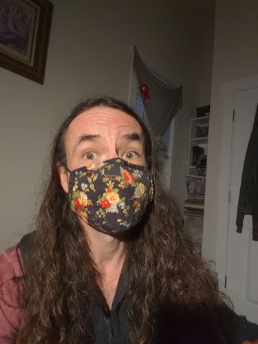 Customer photo review of Triple-Layered Protective Black Floral Print Face Mask