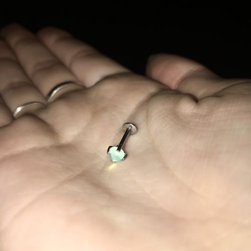 Customer photo review of Semi Precious Stone Internally Threaded Lip Ring