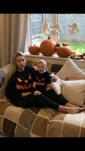 Customer photo review of Halloween Pumpkin Family Matching Sweaters - Black (MRK X)