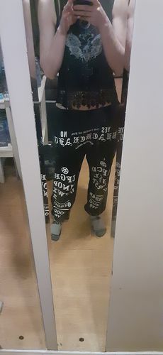 Customer photo review of Occult Letter Loose Pants