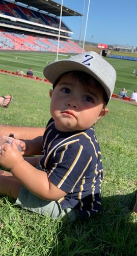 Customer photo review of Cubs & Co - PERSONALISED GREY W/ INITIALS | ATHLETIC FONT BLACK