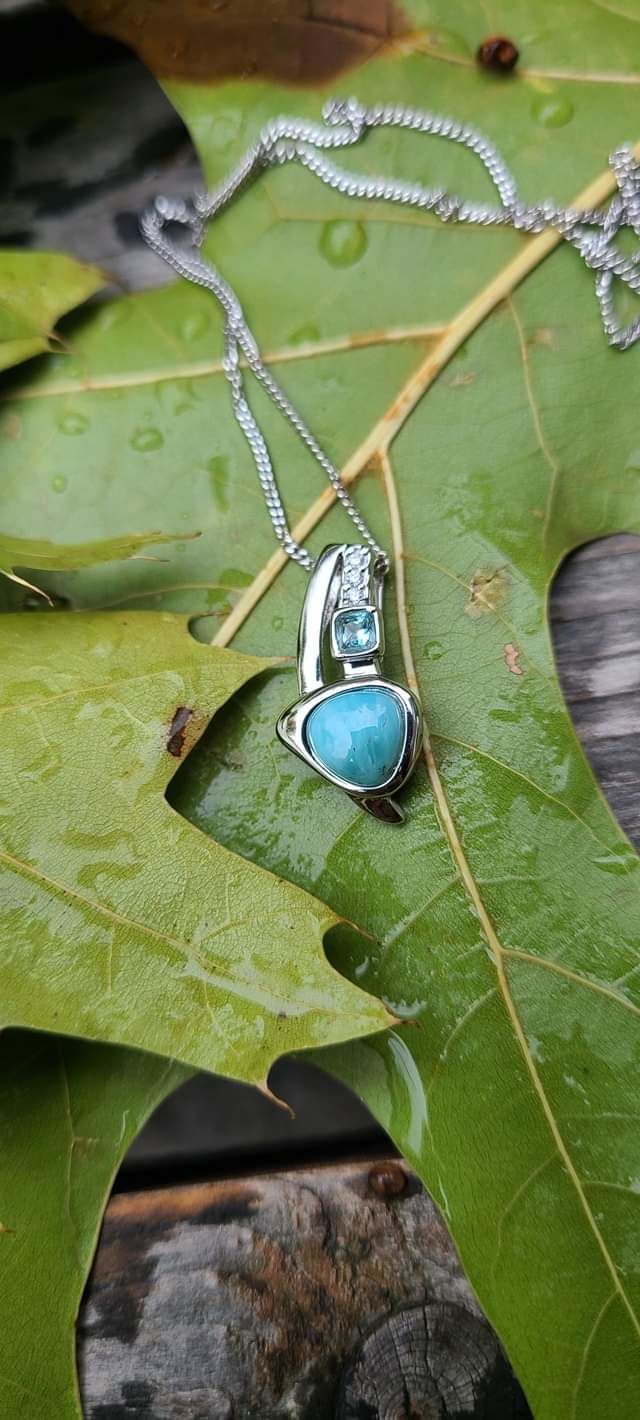 Customer photo review of Larimar Trinity Necklace