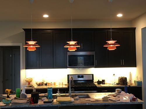 Customer photo review of Modern 1 Light Mini/Large Pendant Light