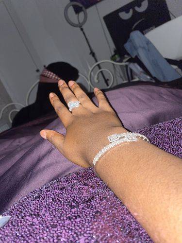 Customer photo review of Baguette Cubic Zirconia Encrusted Ring - One Size - Silver, Rose Gold & Gold