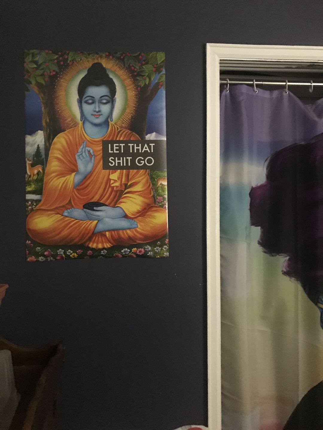 Customer photo review of Let That Shit Go Buddha Poster