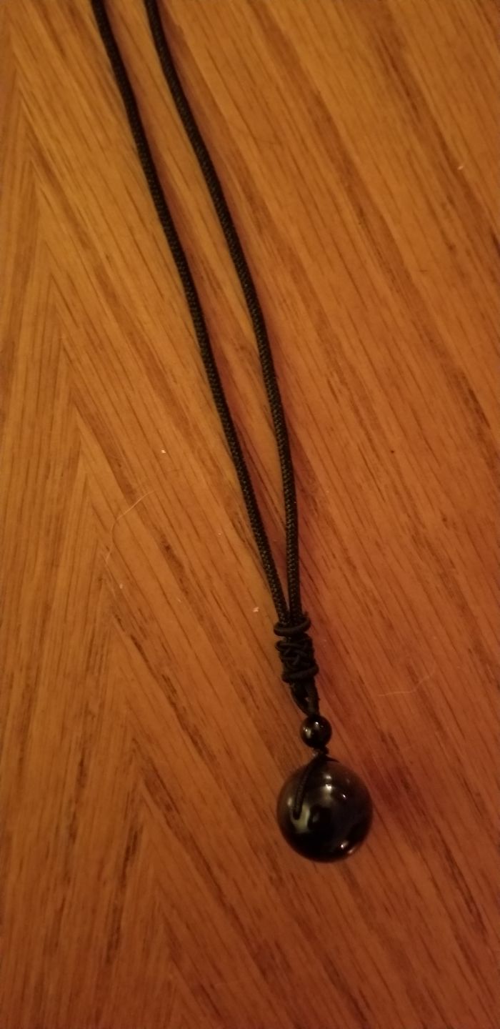 Customer photo review of Obsidian Stone Necklace