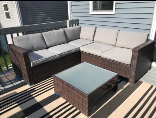 Customer photo review of 4-Piece Fire Pit Outdoor Sectional Wicker Sofa