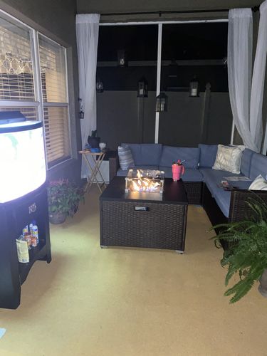 Customer photo review of 4-Piece Fire Pit Outdoor Sectional Wicker Sofa