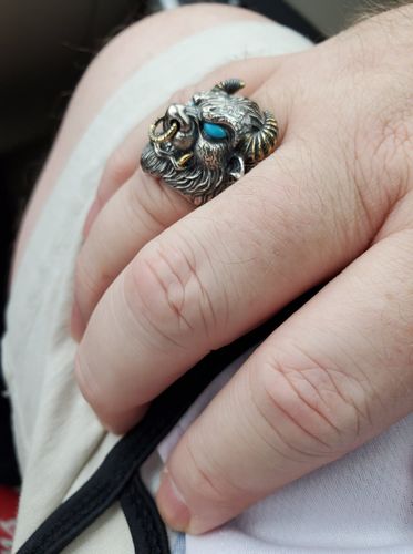 Customer photo review of Bull Silver Ring