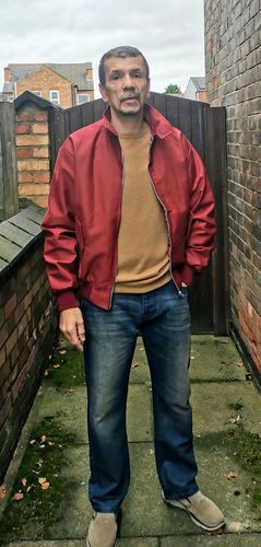 Customer photo review of Mens Classic Harrington Jacket - Burgundy