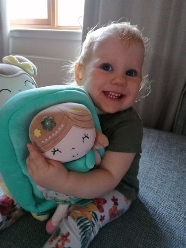 Customer photo review of Personalized Leyadoll Doll Backpack (Green)