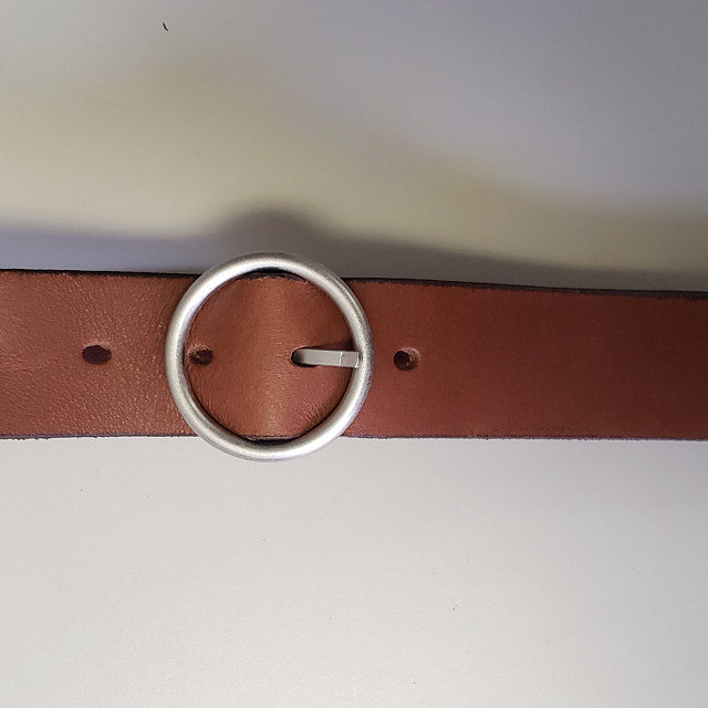 Customer photo review of Sempre - Cognac Vachetta Leather Waist Belt with Circular Buckle - Made in Canada