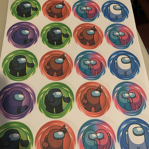Customer photo review of Among Us Cupcake Toppers