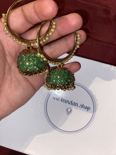 Customer photo review of Rhinestone Painted Jhumki