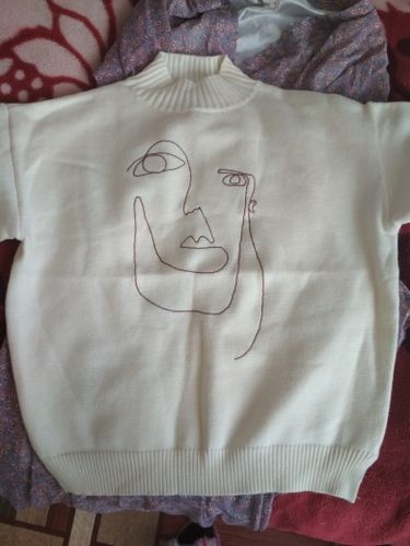 Customer photo review of Embroidered line art face Sweater