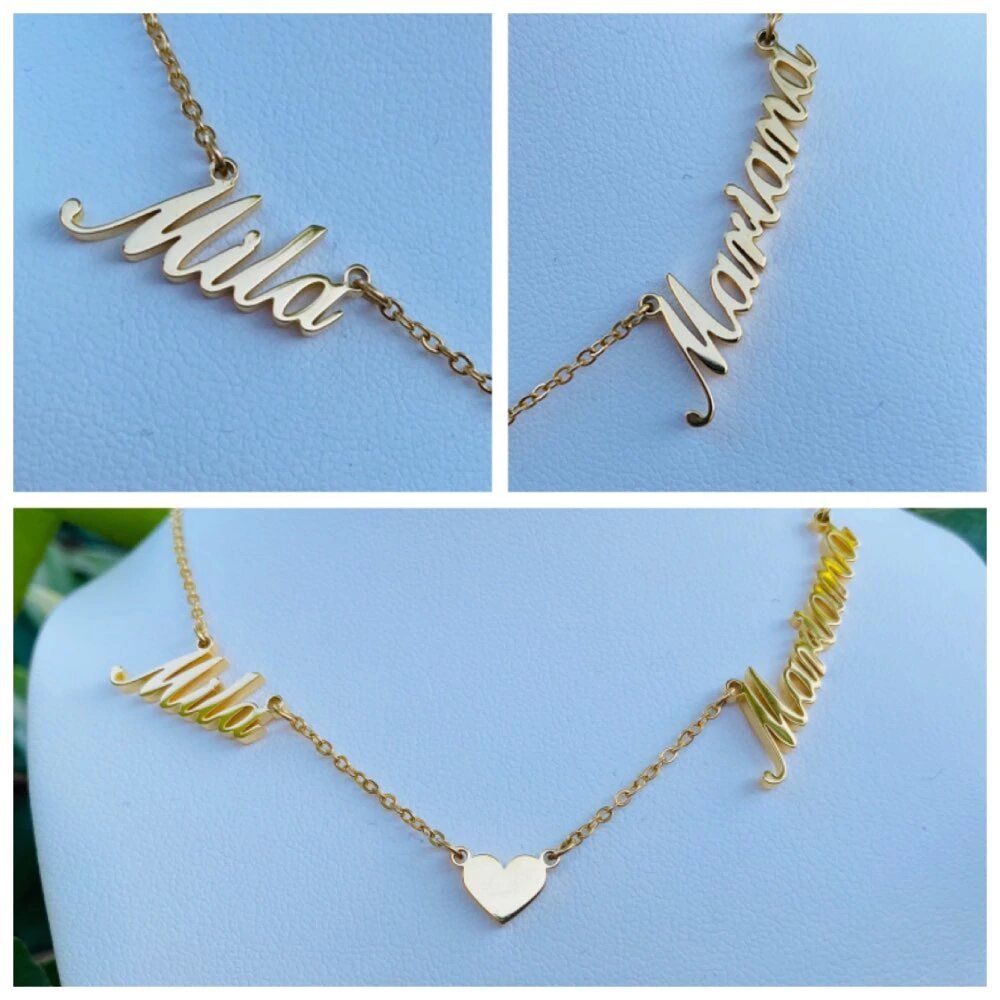 Customer photo review of LOANYA personalisierbare Herzkette mit zwei Namen