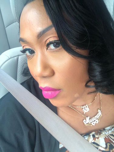 Customer photo review of Double Plated Gothic Initial Necklace with Cuban Chain