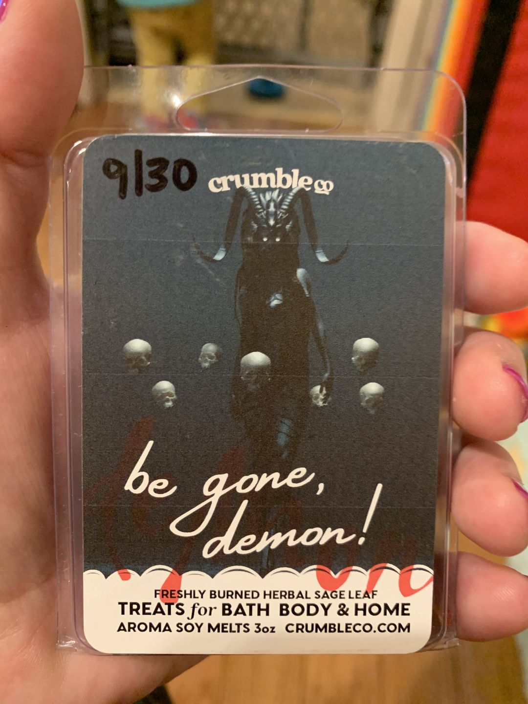 Customer photo review of Be Gone Demon Wax Melt