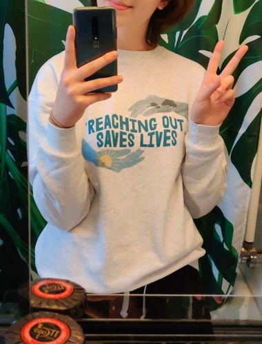 Customer photo review of Reaching Out Saves Lives (supporting the National Suicide Prevention Lifeline) -- Sweatshirt