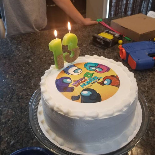 Customer photo review of Among Us Cake Topper