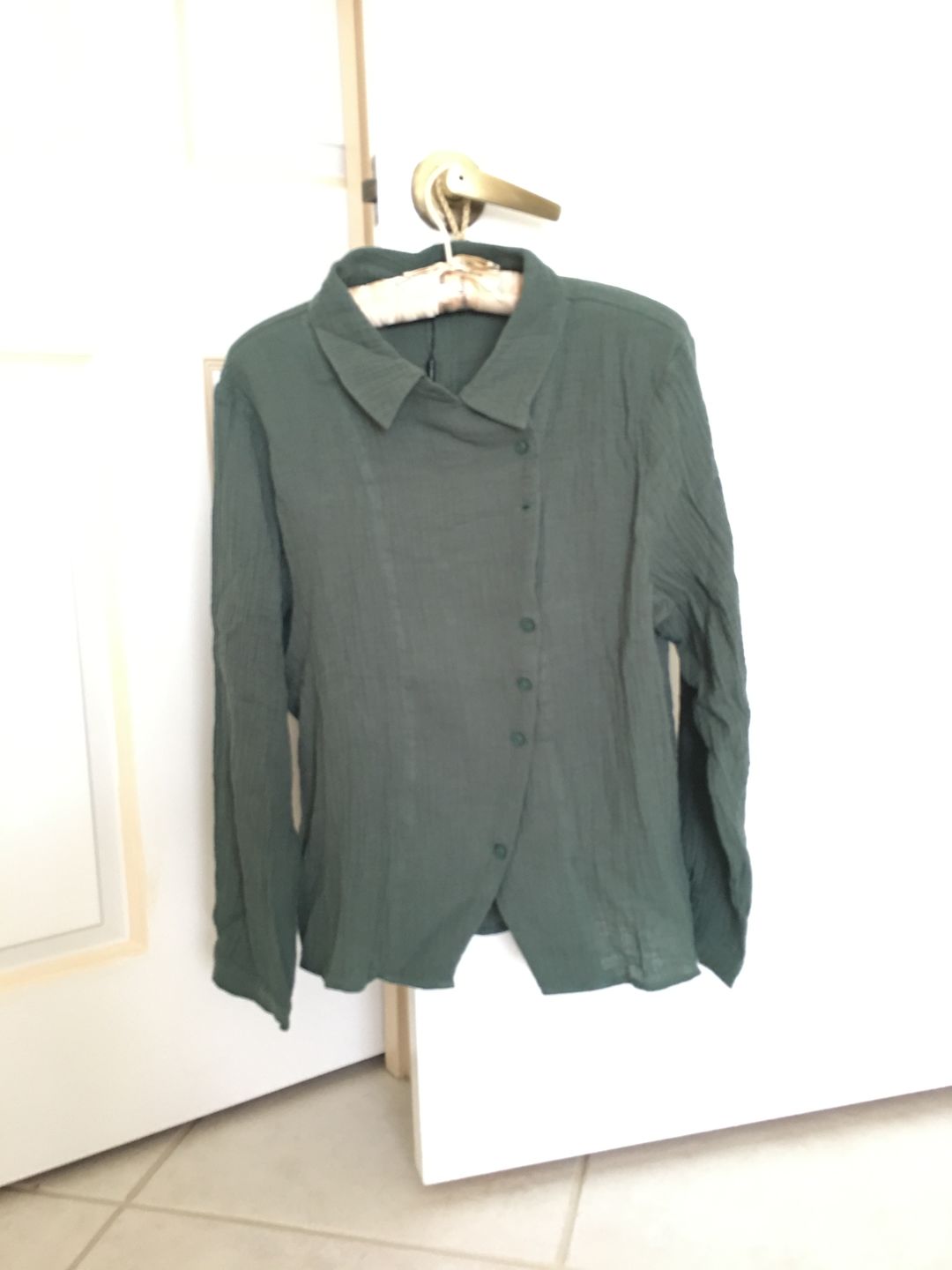 Customer photo review of Plus Size - Retro  Solid Color Long Sleeve 100% Cotton Shirt