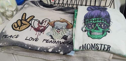 Customer photo review of Peace Love Pennywise Halloween Tee or Sweatshirt