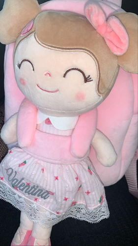 Customer photo review of Personalized Leyadoll Doll Backpack (Strawberry) - 2 Skin Tones