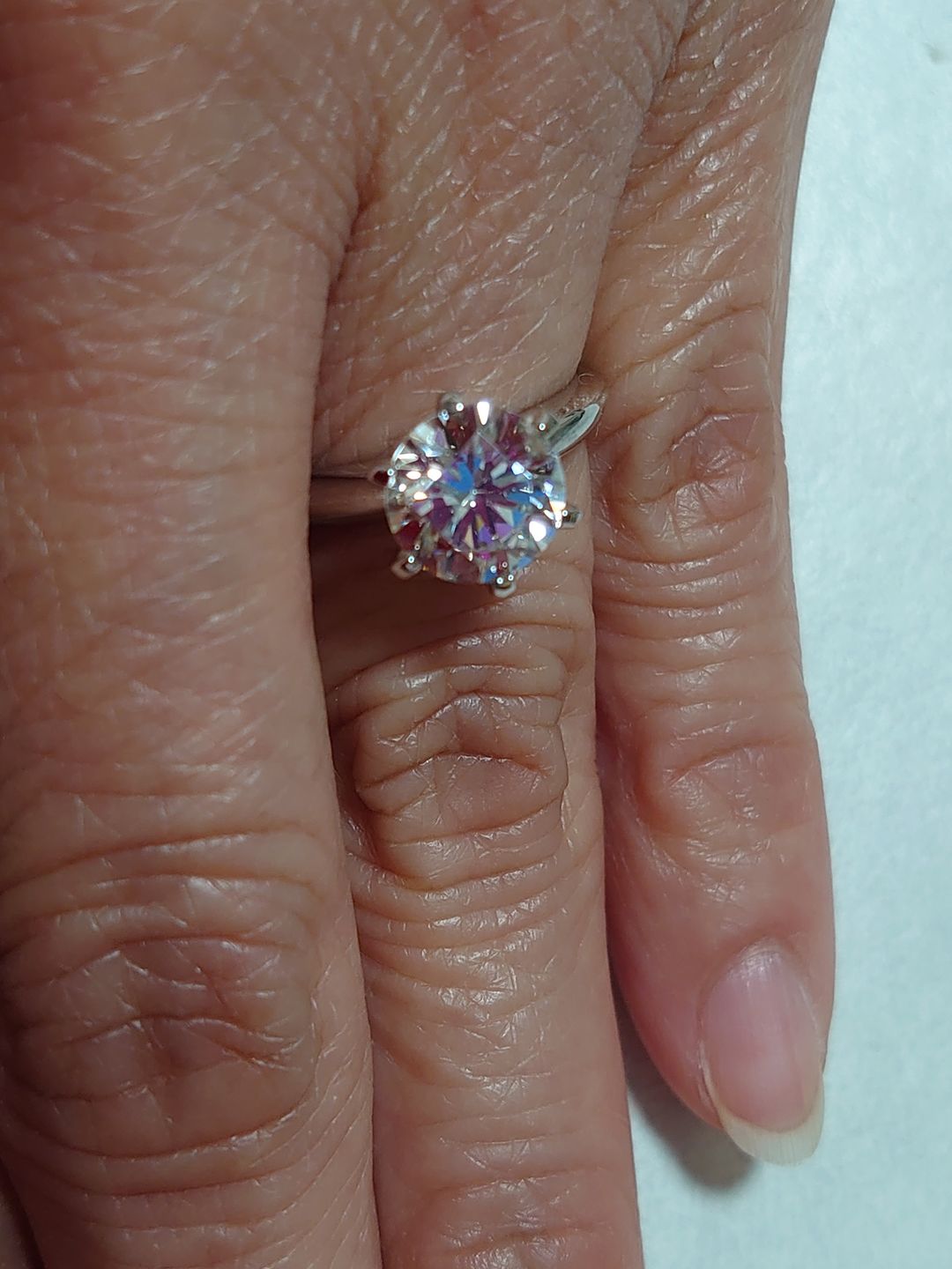 Customer photo review of Six Prong Solitaire CVD Diamond Ring