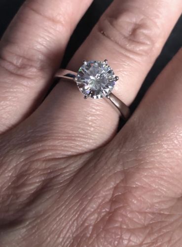 Customer photo review of Diamond Solitaire six-prong setting Rings