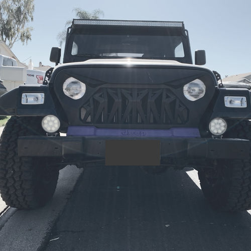 Customer photo review of Shark Grille & RGB Halo Headlights Combo (97 - 06 Wrangler TJ)