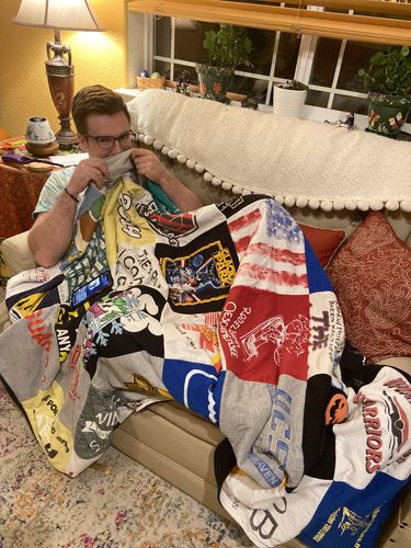 T-shirt quilt featuring warriors team by Andrea from CA