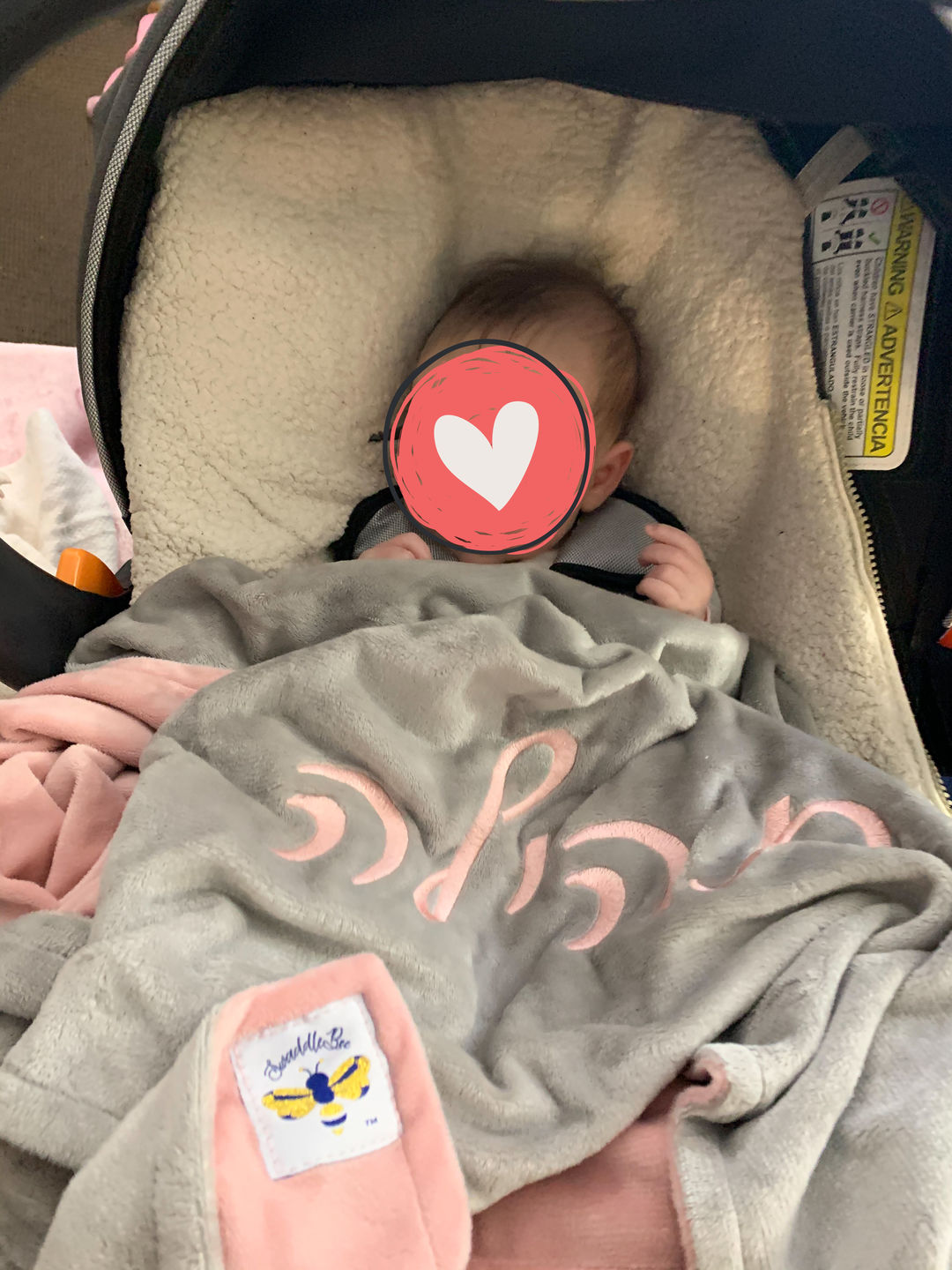 Customer photo review of MinkyBee Stroller Blanket Dusty Pink/Grey