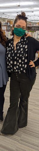 Customer photo review of L&B Ladies Olive Corduroy High Waist Bell Bottom Jeans JM81-OC