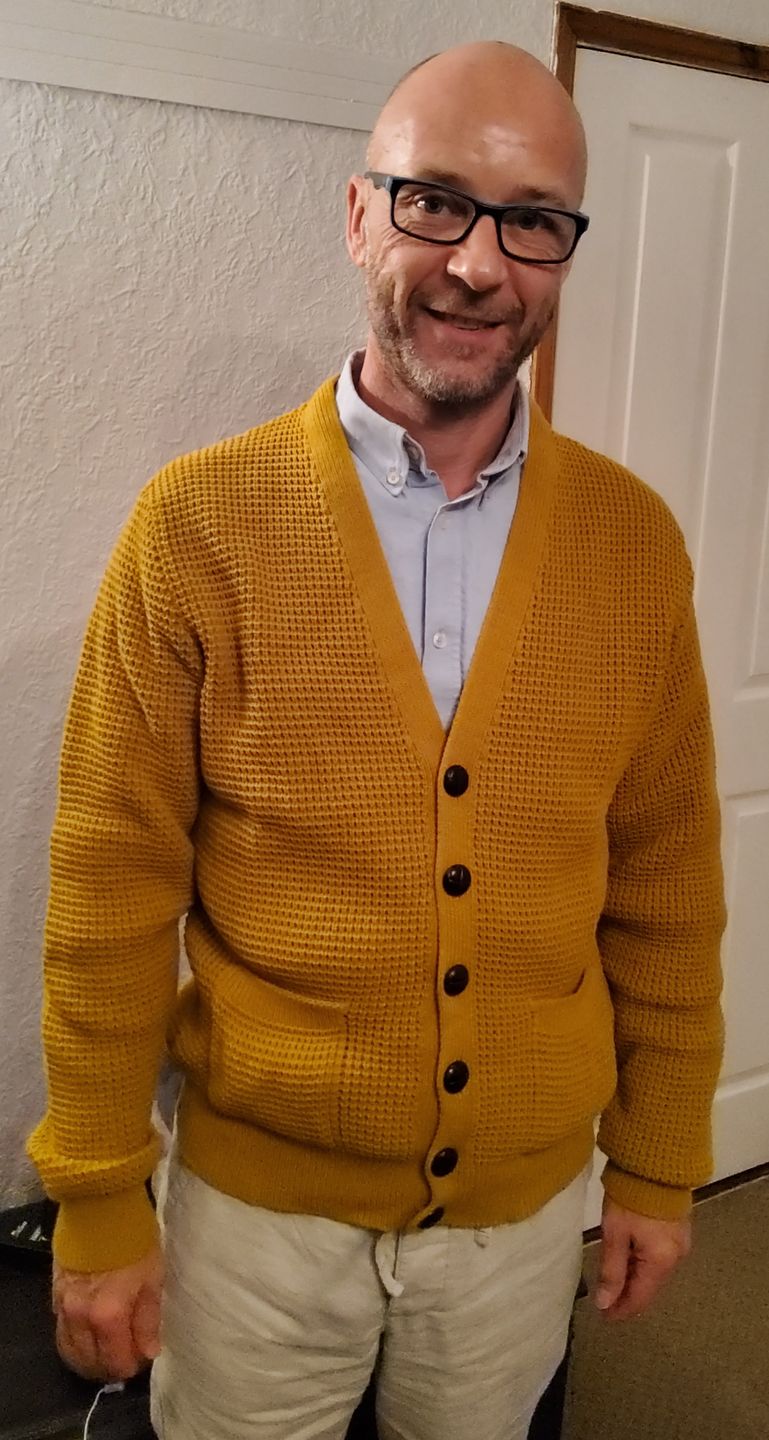 Customer photo review of Waffle Knit Cardigan - Mustard
